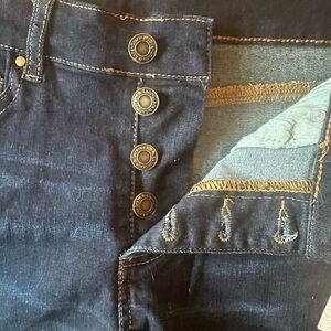 Grace & Lace dark Jean Shorts High-Waist, cuffed, feathered distressing. NWT sz8